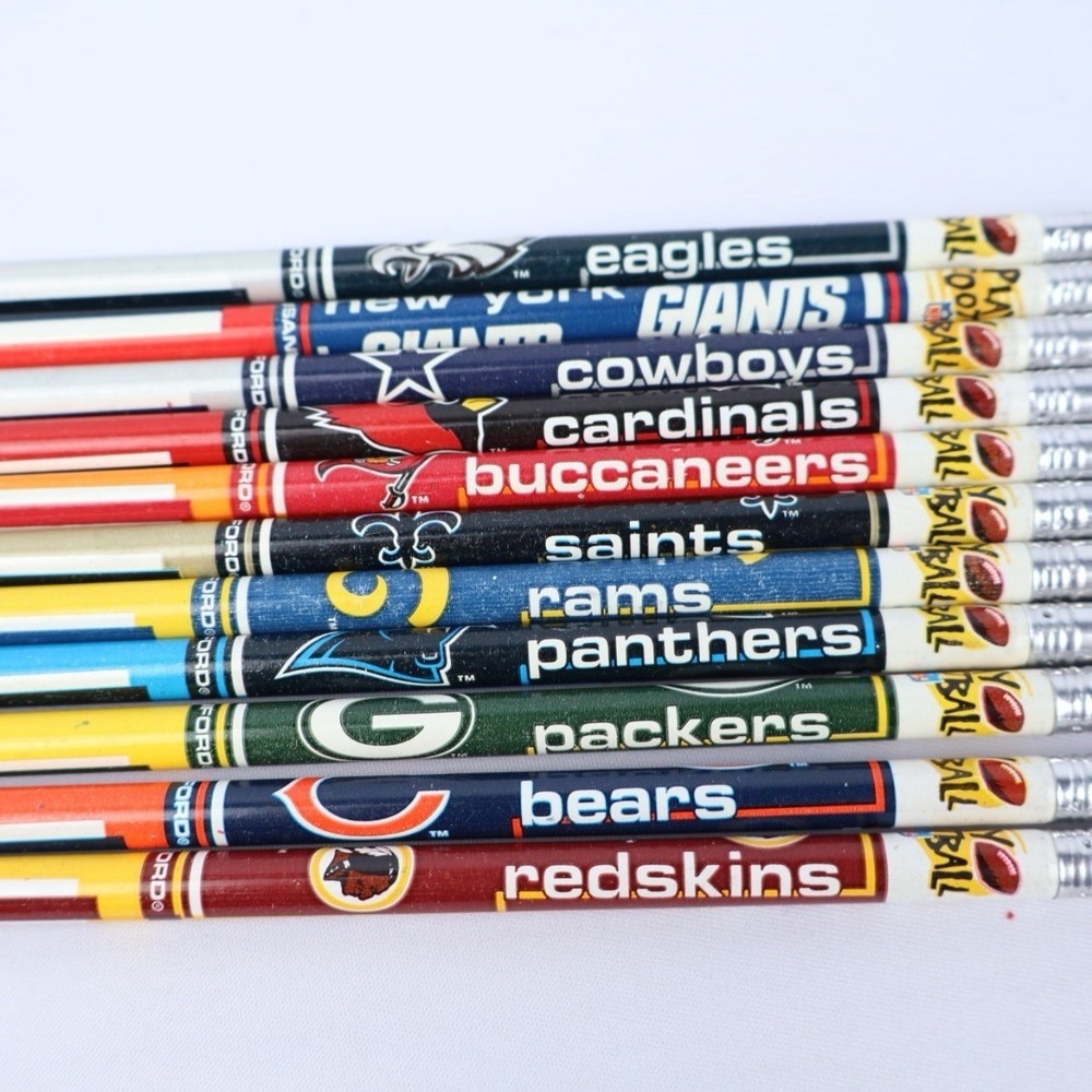 VTG 90s NFL Football Team Pencils Redskins Packers Bears Cowboys‎ Eagles Chiefs